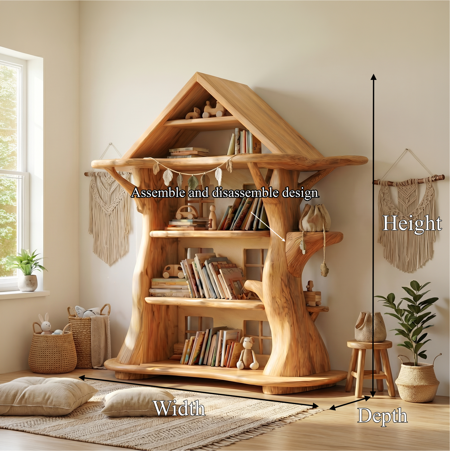 Montessori Tree House Bookshelf For Kids Room And Playroom