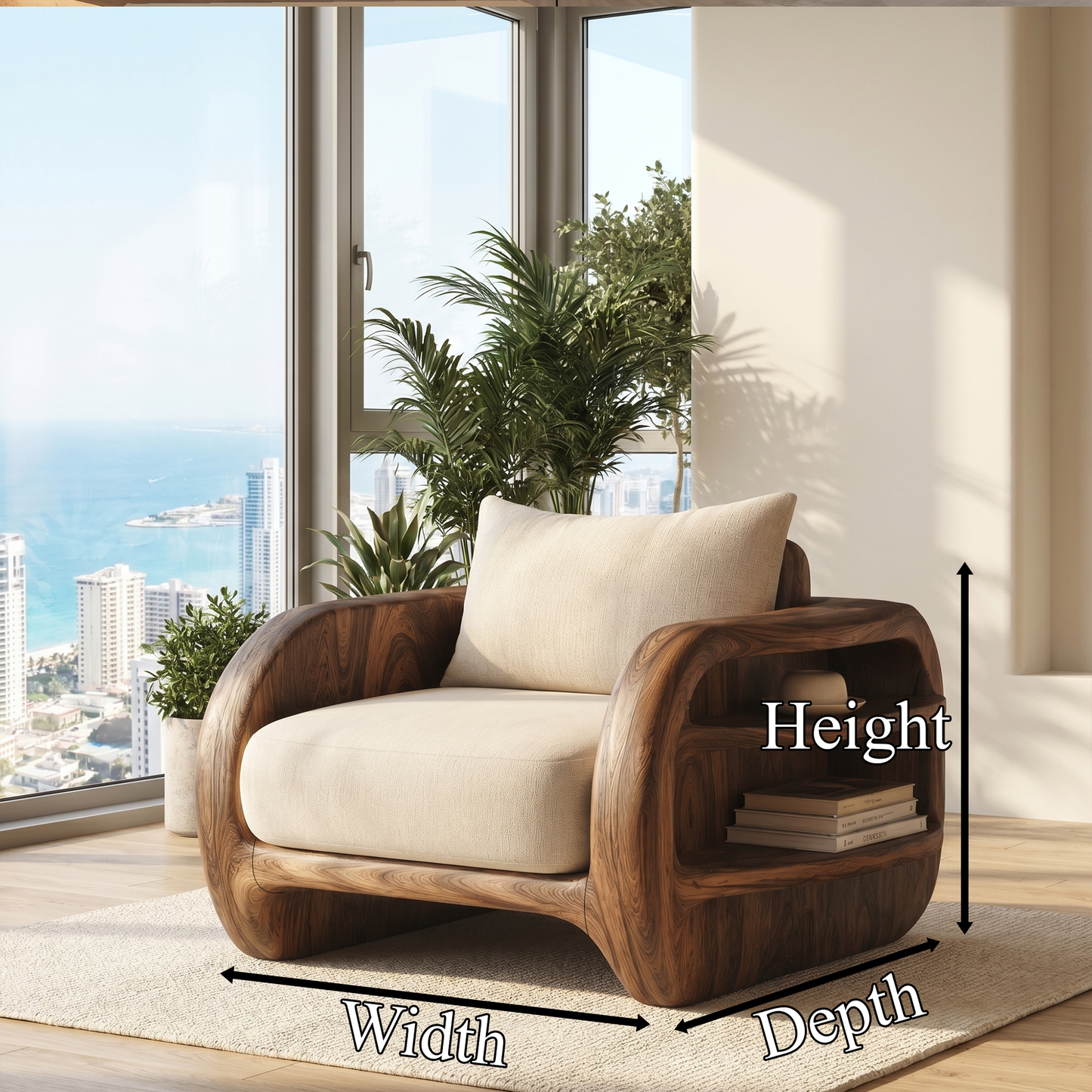 Nature Inspired Accent Chair Organic Curved Design For Living Room