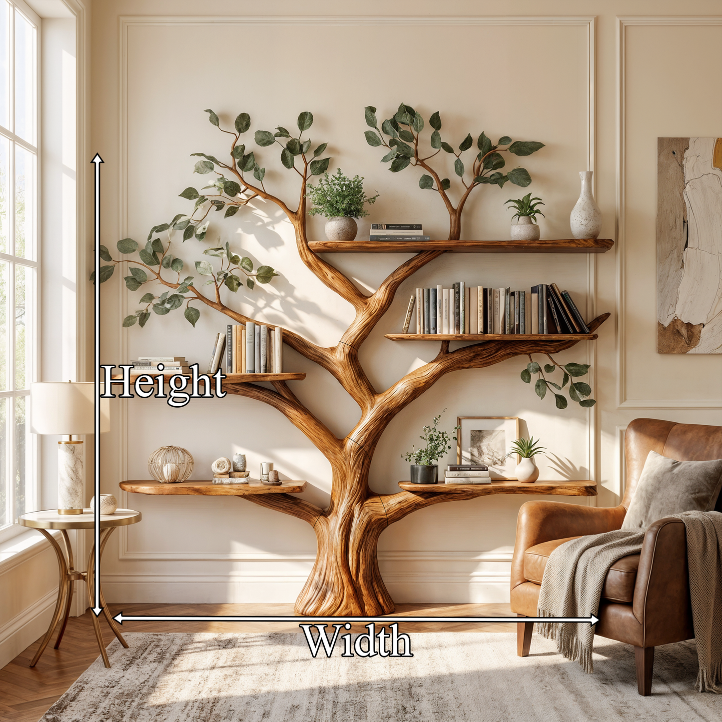 Handcrafted Tree Bookshelf Wall-Mounted Furniture Living Room
