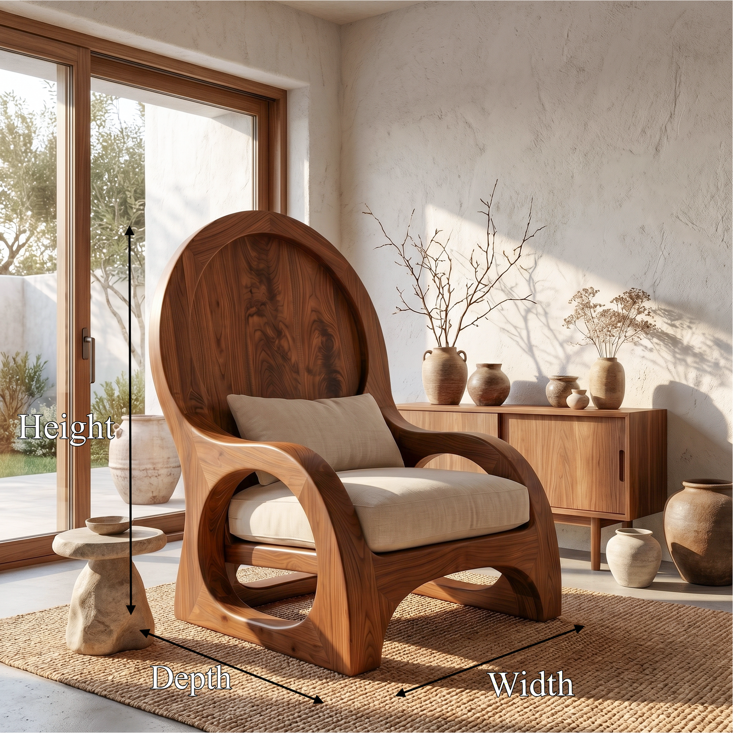 Organic Wooden Accent Chair For Living Room