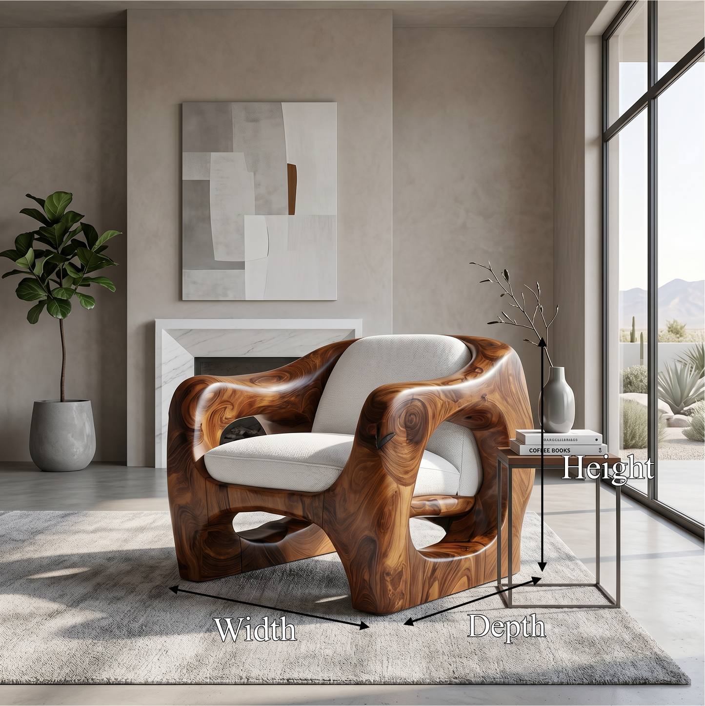 Modern Organic Wooden Armchair For Living Room