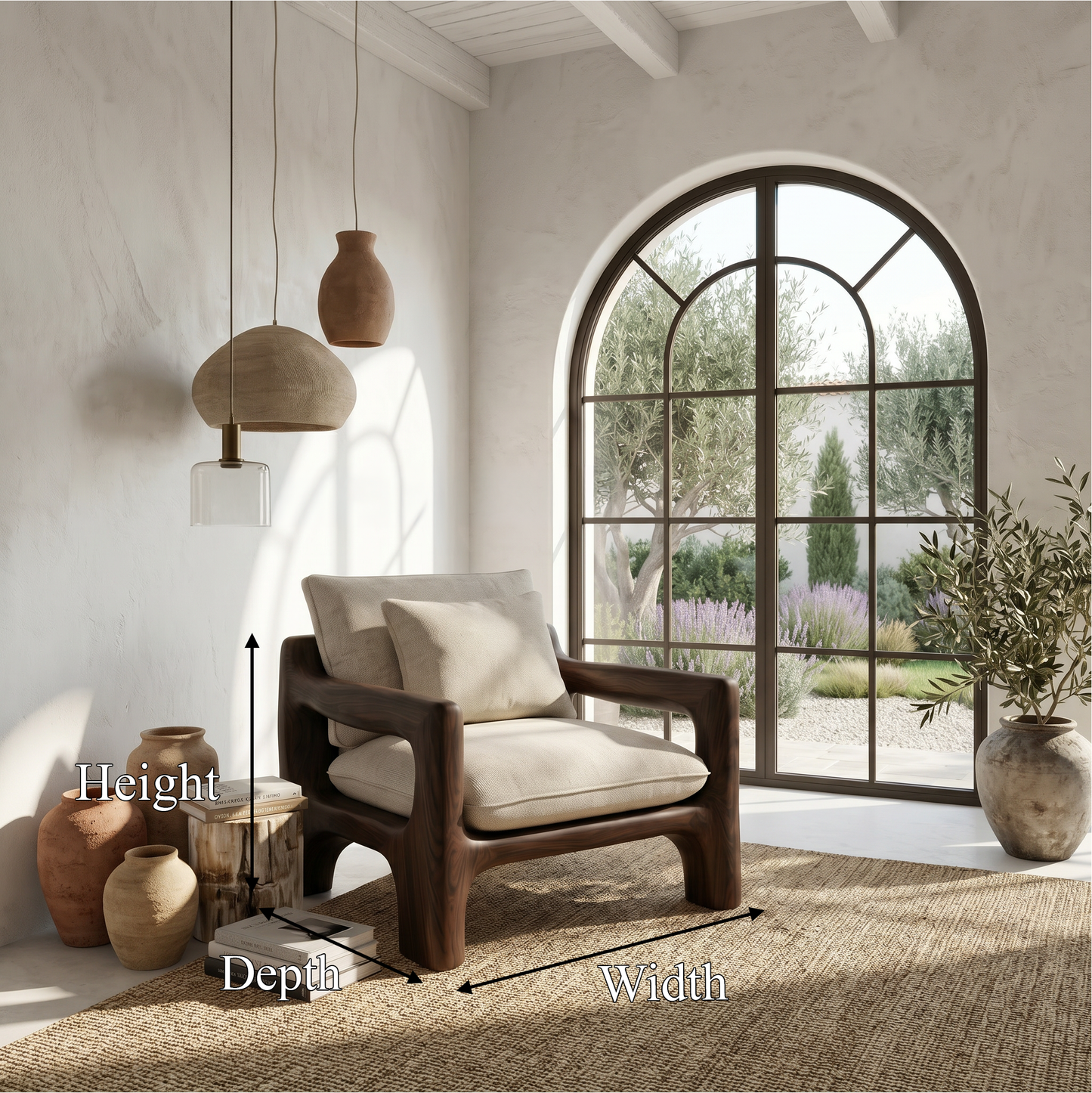 Rustic Organic Accent Chair For Living Room Statement Seating