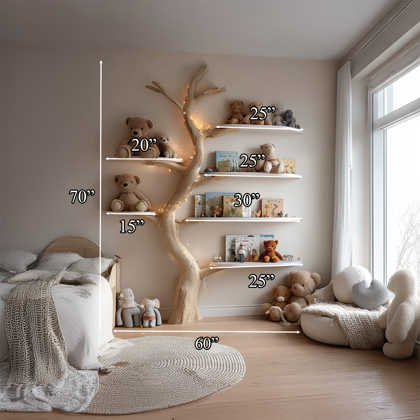 Midcentury Tree Bookcase Nursery Bedroom