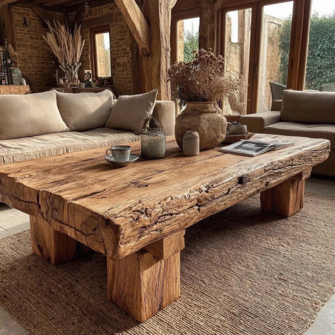 Custom Walnut Live Edge Coffee Table – Solid Wood Farmhouse Furniture