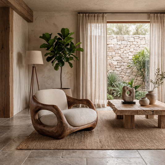 Sculptural Armchair Nature Inspired Wood Design For Living Room