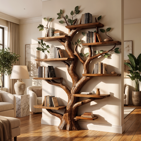 Sculptural Tree Wall Bookshelf For Living Room