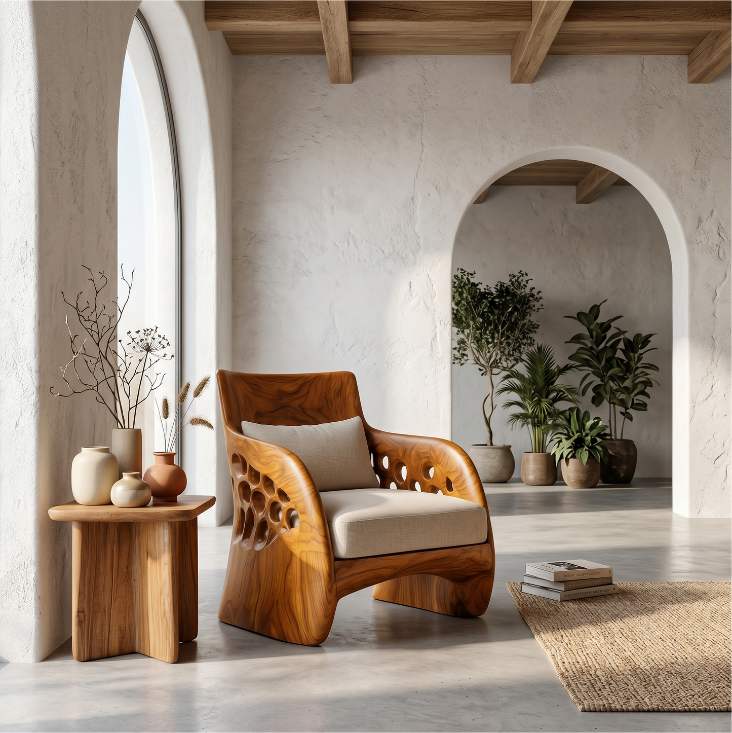 Contemporary Organic Accent Chair For Living Room