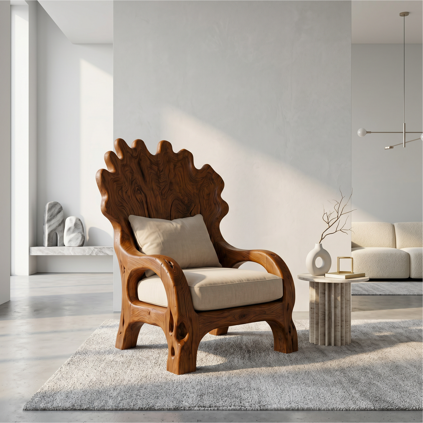 Handcrafted Wooden Lounge Chair For Living Room And Reading Nook