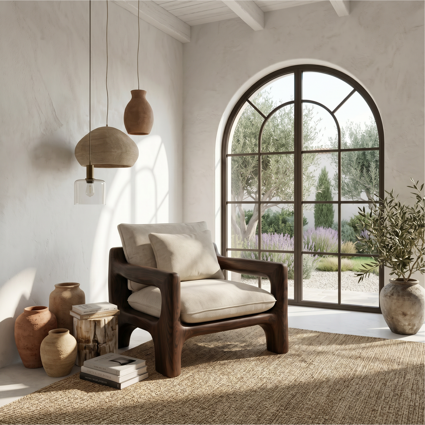 Rustic Organic Accent Chair For Living Room Statement Seating