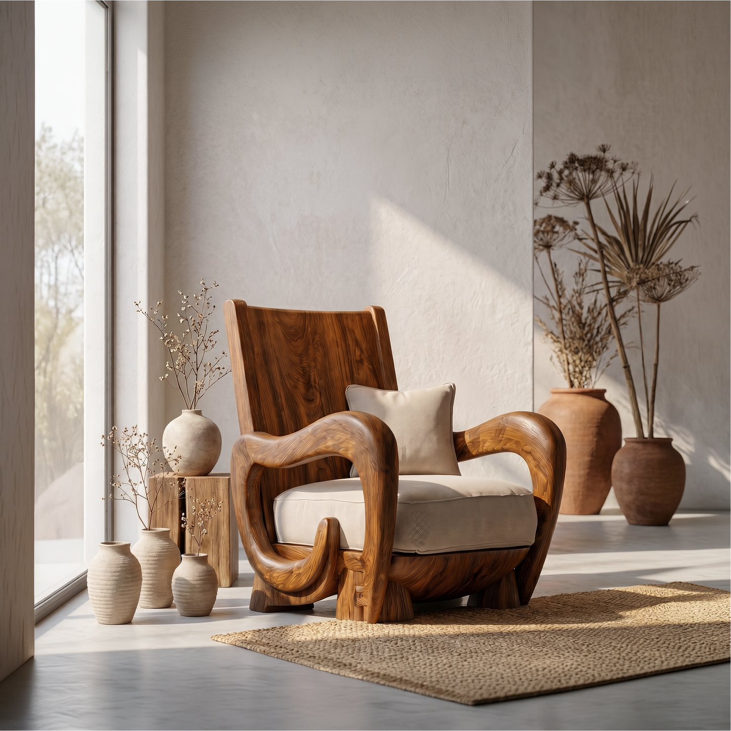 Scandinavian Wooden Armchair For Living Room Cozy Lounge Seating