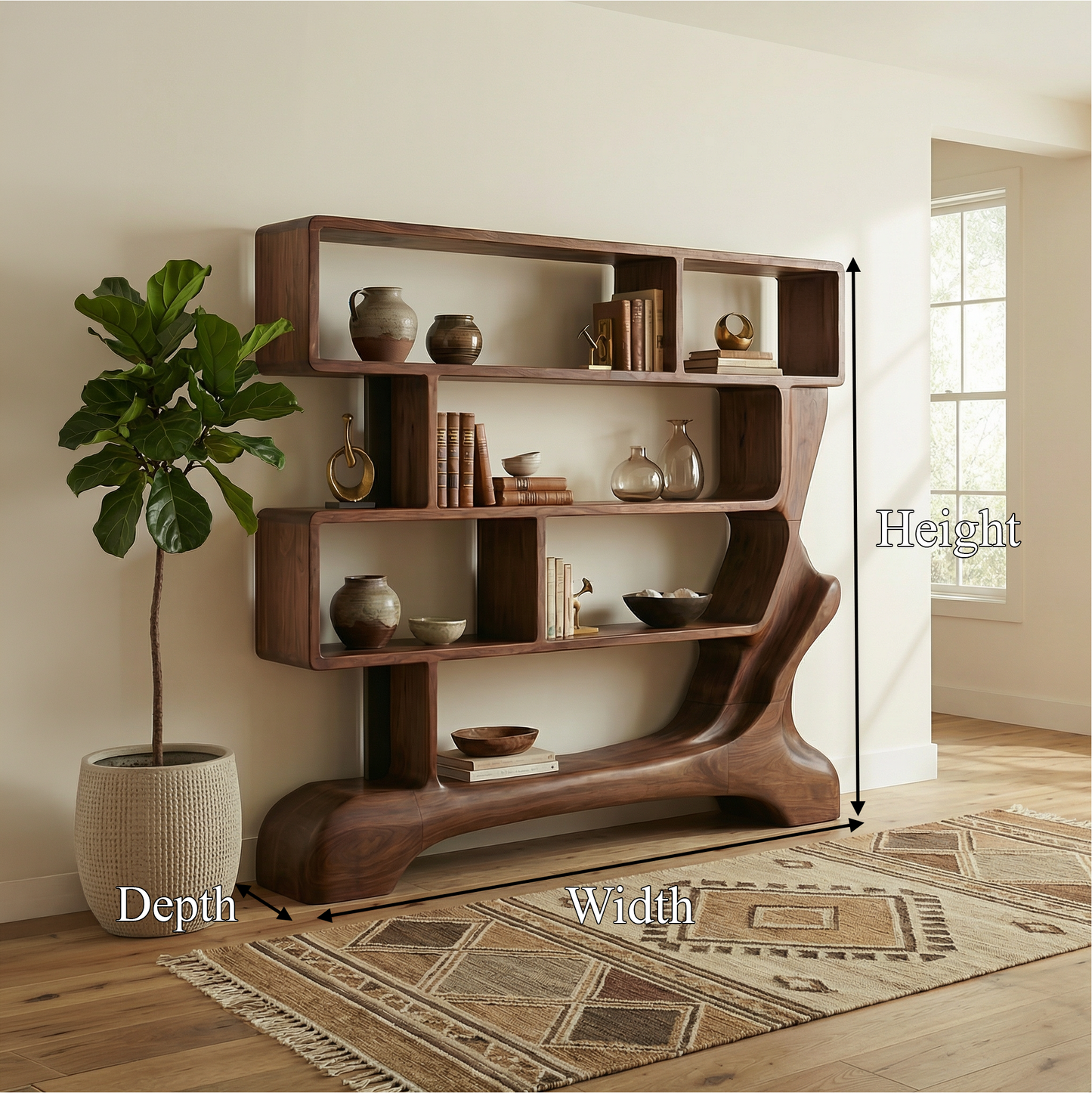 Organic Sculptural Bookshelf For Living Room And Office