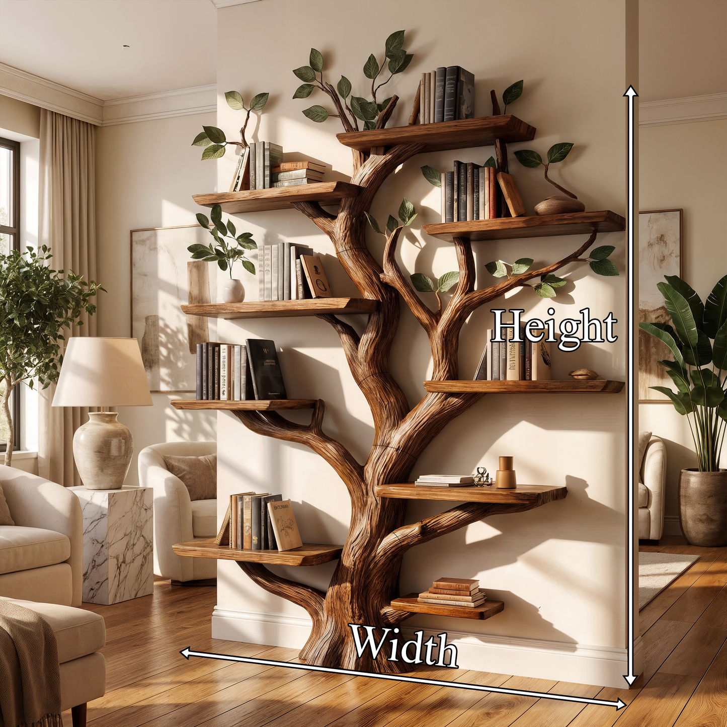 Sculptural Tree Wall Bookshelf For Living Room