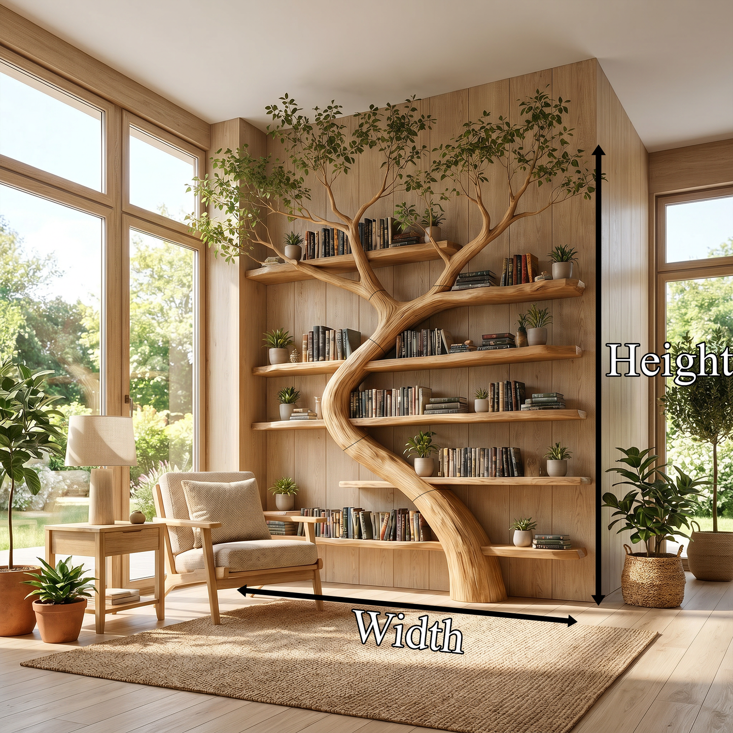Rustic Tree Bookcase Living Room
