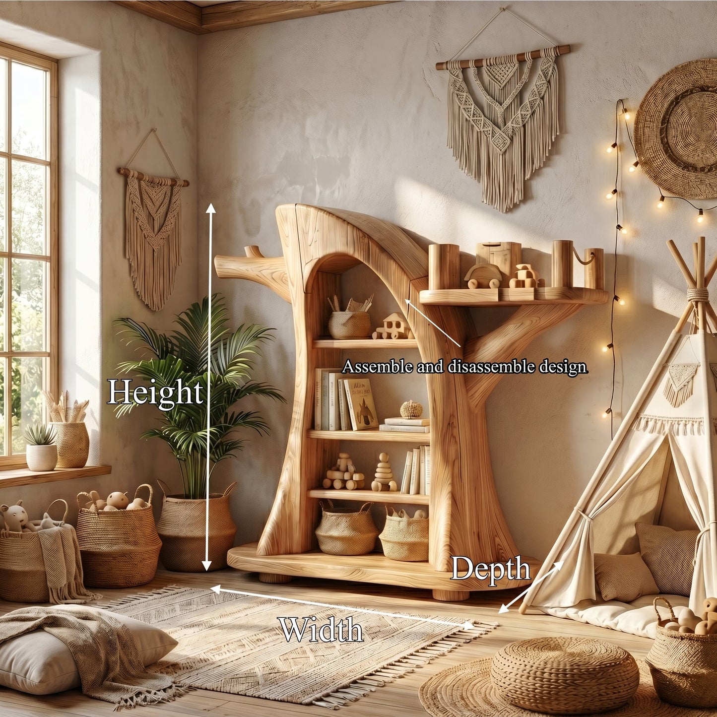 Montessori Tree Bookshelf For Kids Room And Playroom