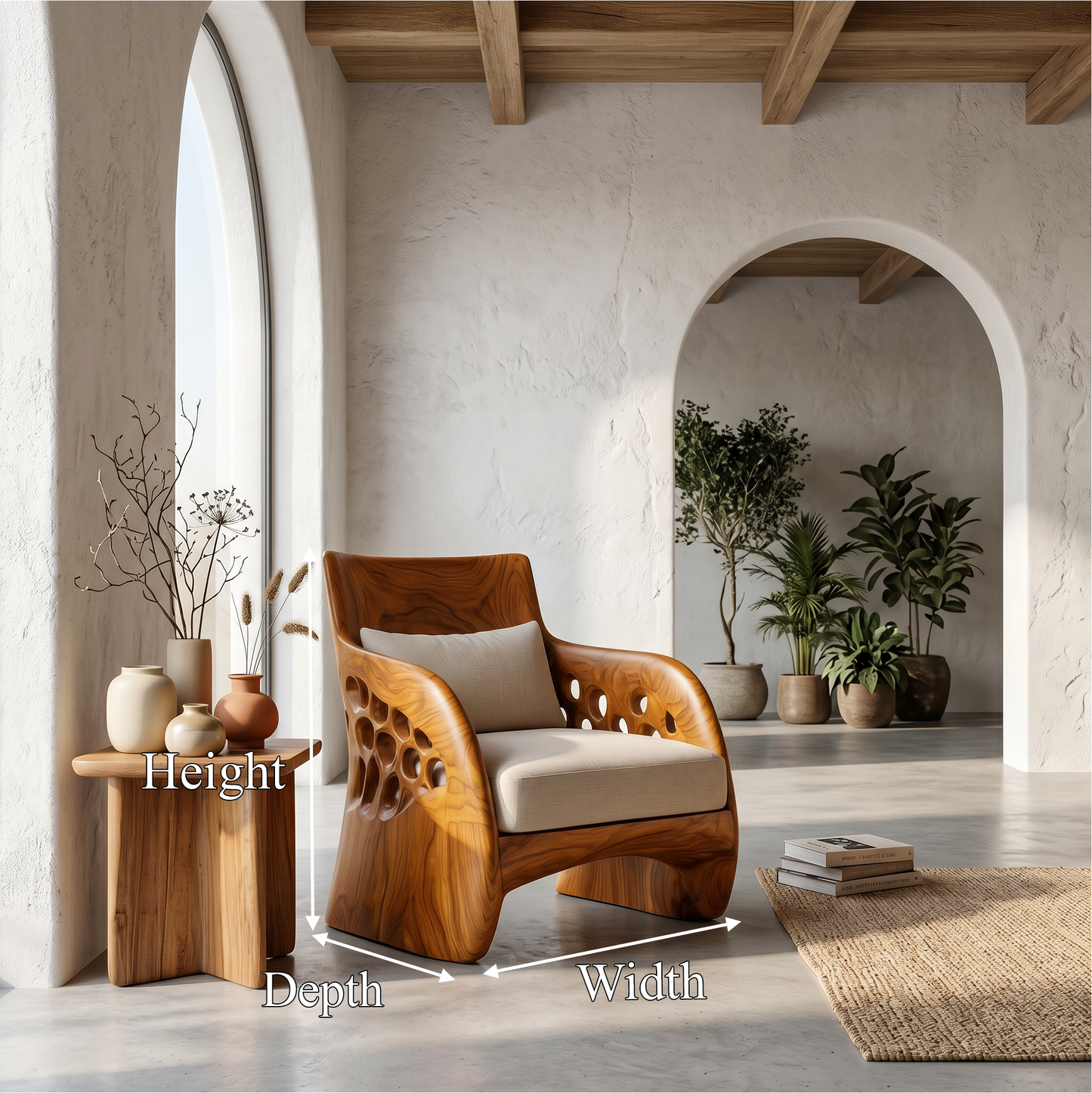 Contemporary Organic Accent Chair For Living Room