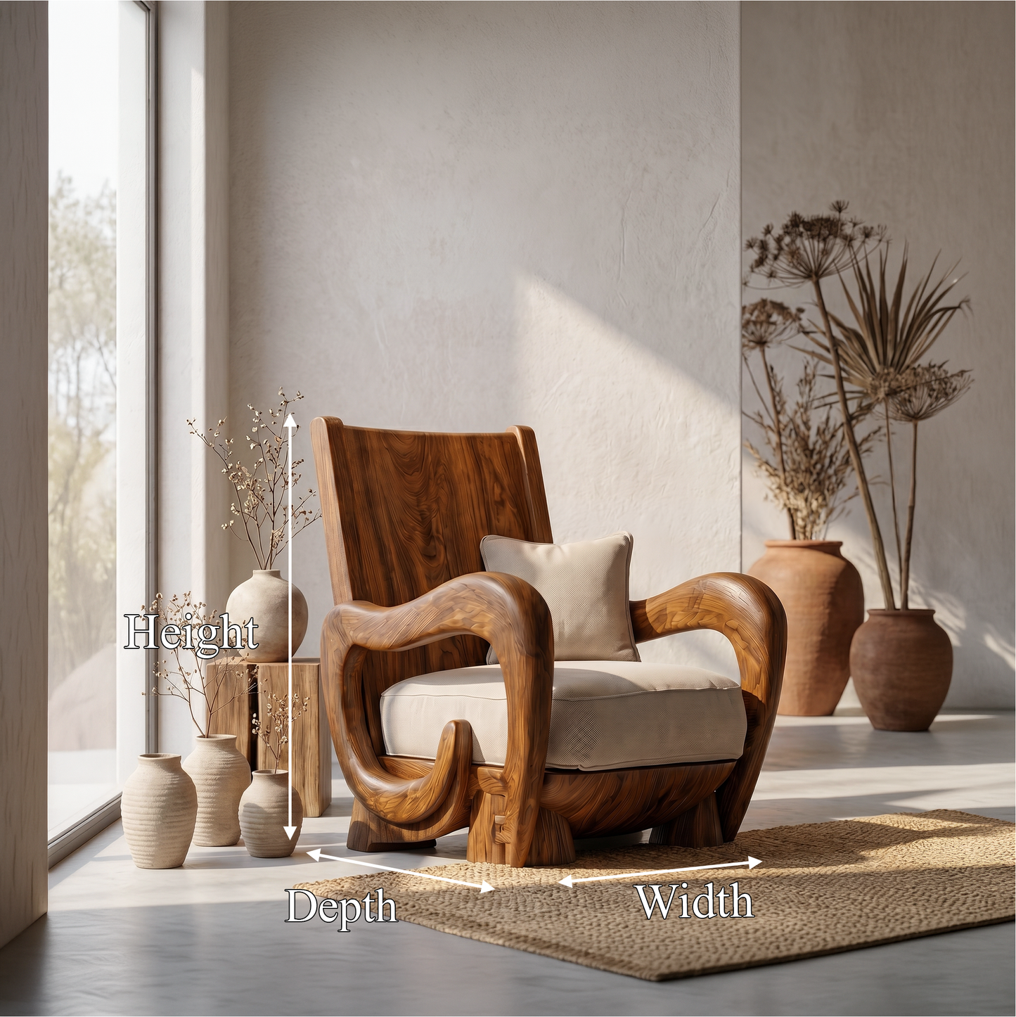 Scandinavian Wooden Armchair For Living Room Cozy Lounge Seating
