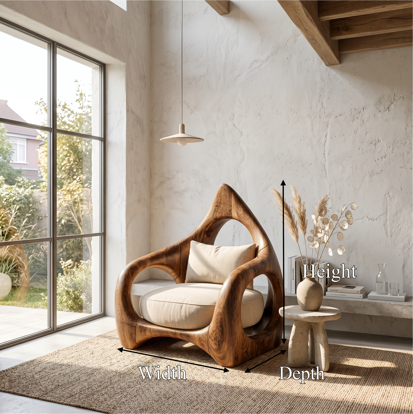 Handcrafted Leaf Back Armchair For Living Room