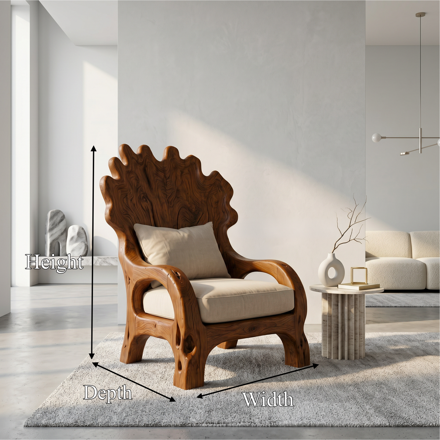 Handcrafted Wooden Lounge Chair For Living Room And Reading Nook