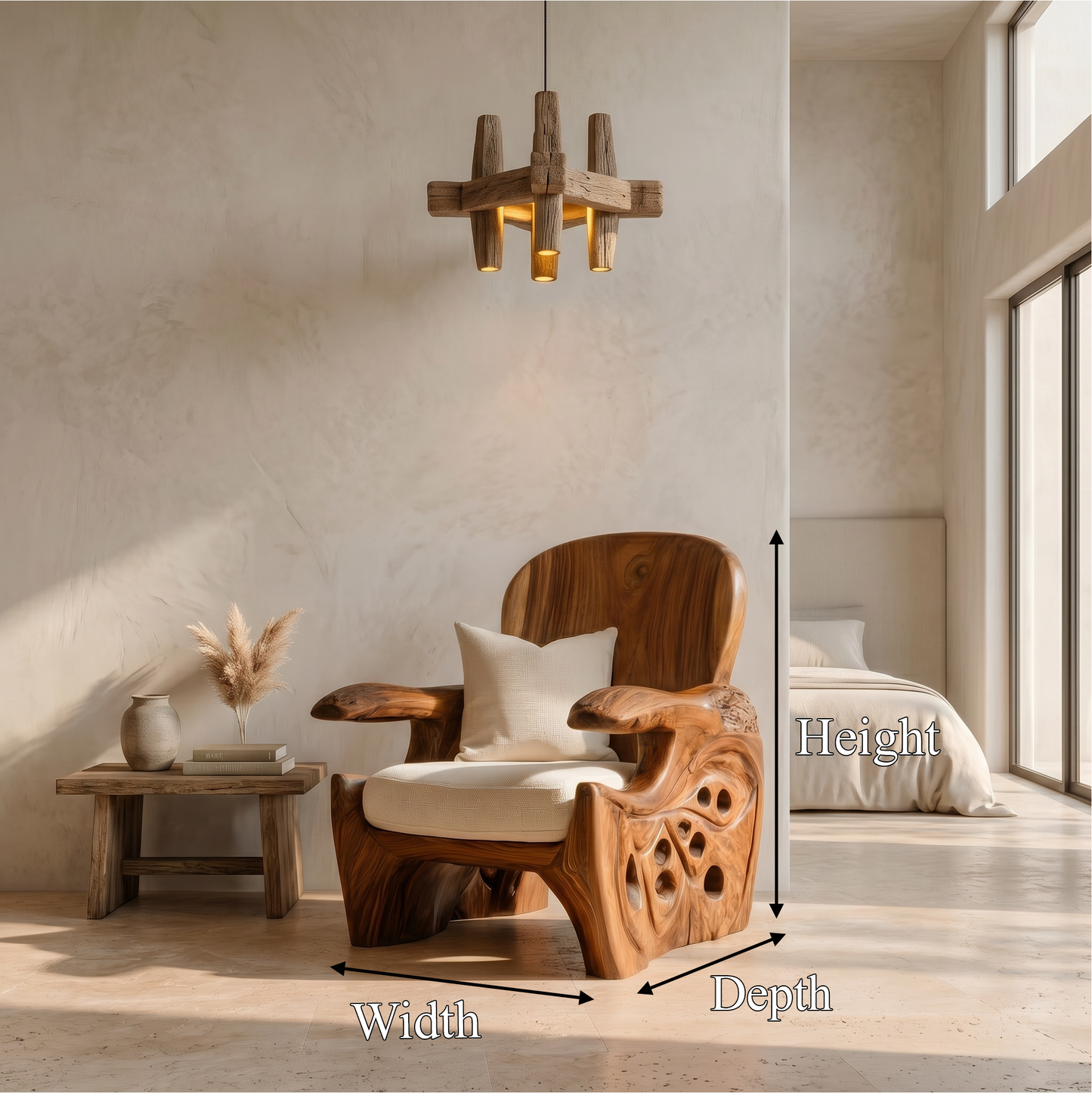 Rustic Wooden Armchair For Living Room Lounge Seating And Home Decor