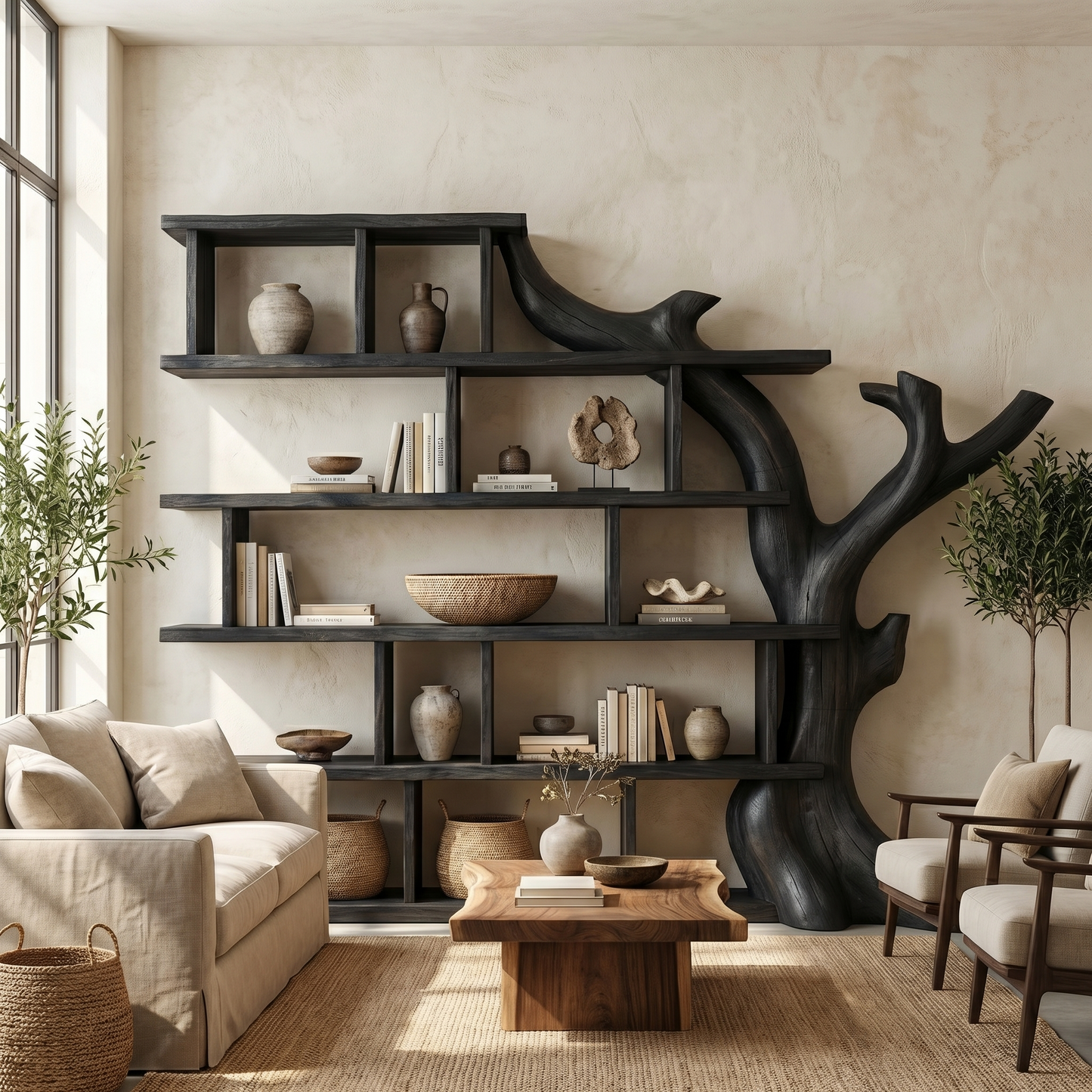 Organic Tree Bookshelf For Living Room And Home Library