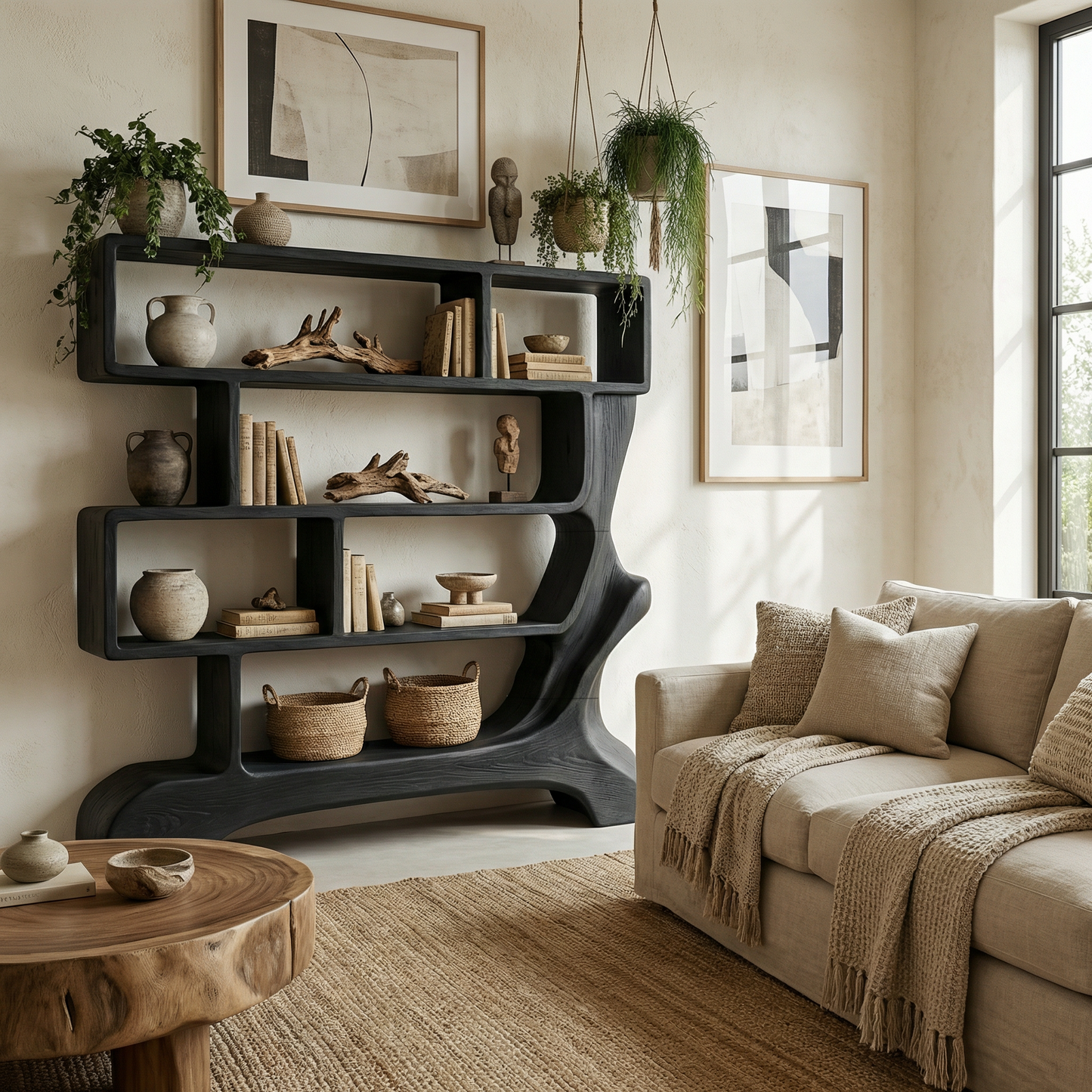 Organic Sculptural Bookshelf For Living Room And Office