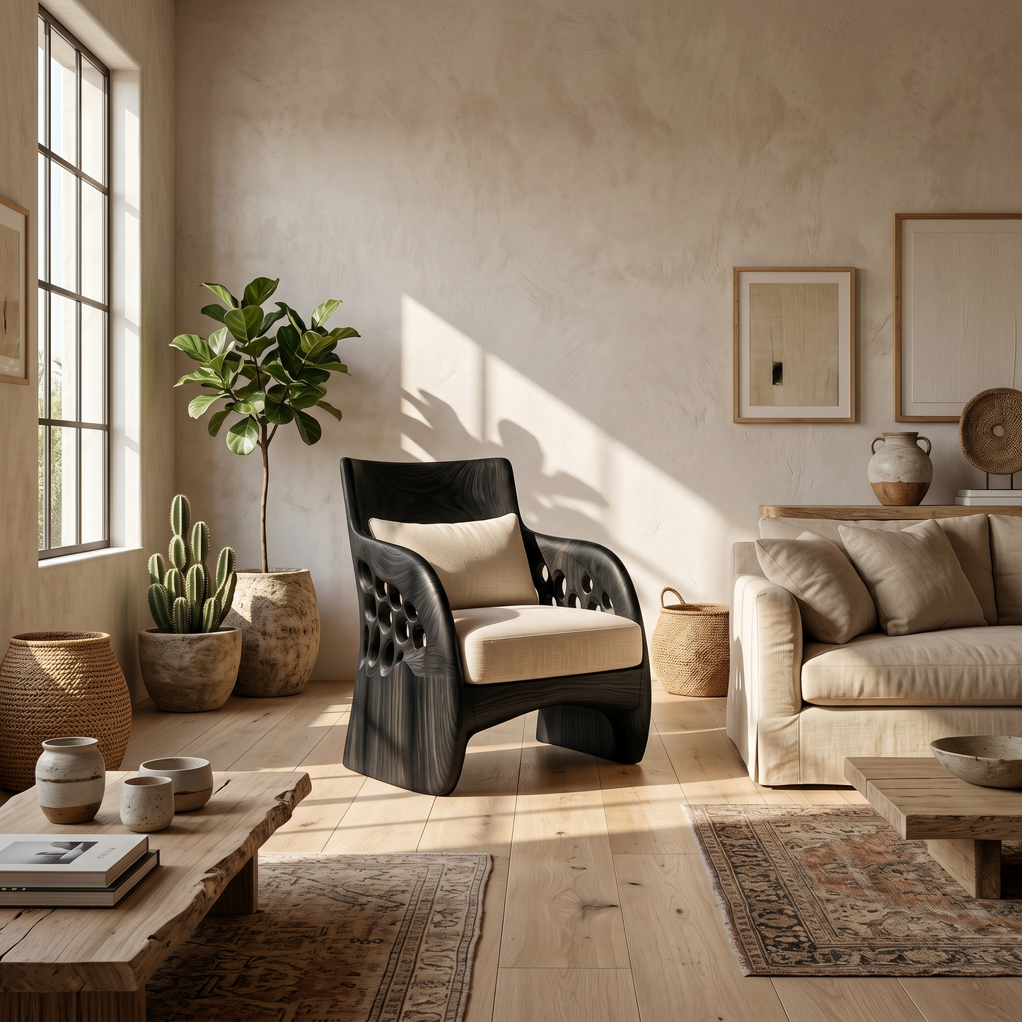 Contemporary Organic Accent Chair For Living Room