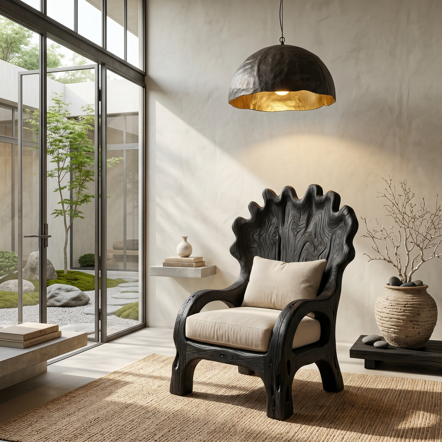 Handcrafted Wooden Lounge Chair For Living Room And Reading Nook
