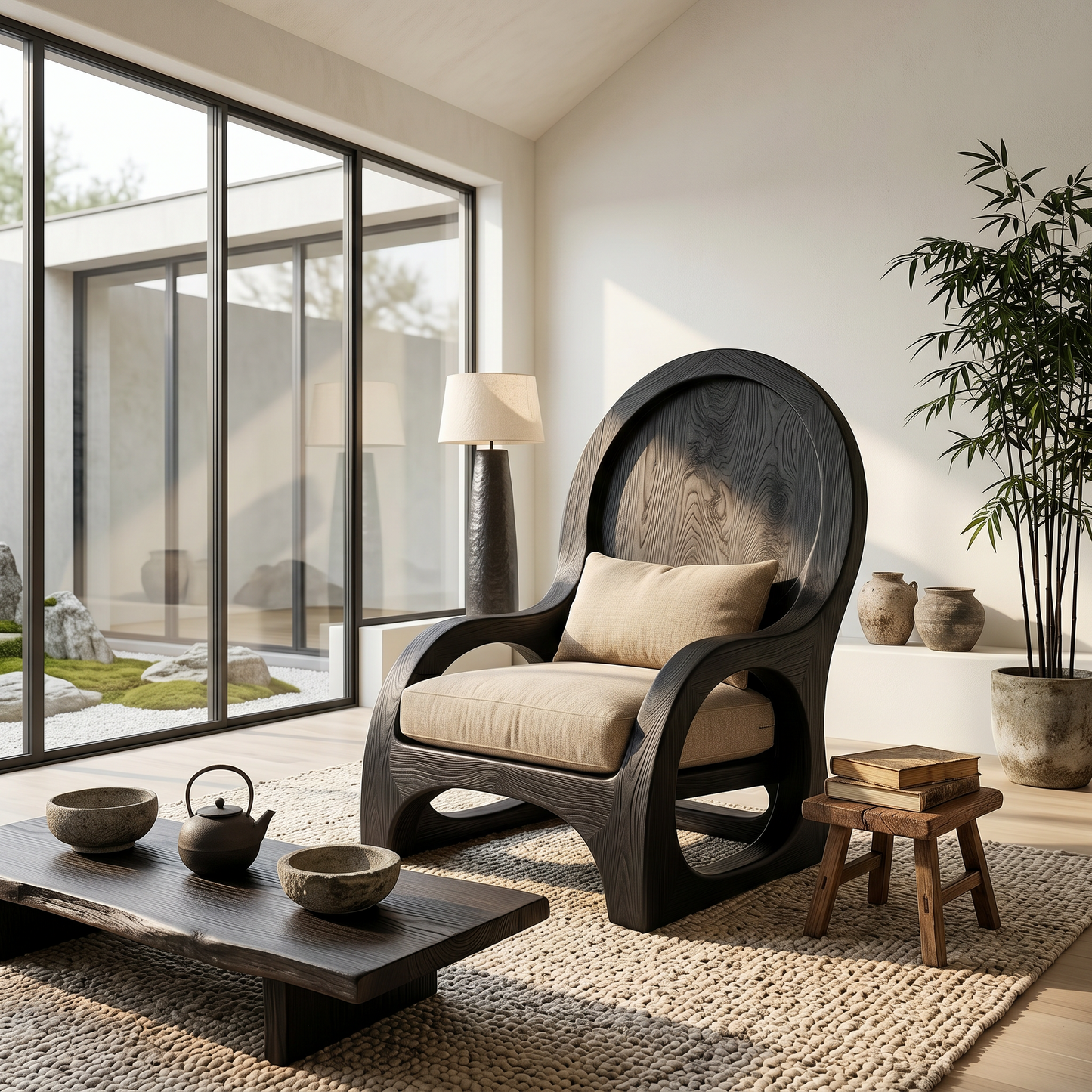 Organic Wooden Accent Chair For Living Room