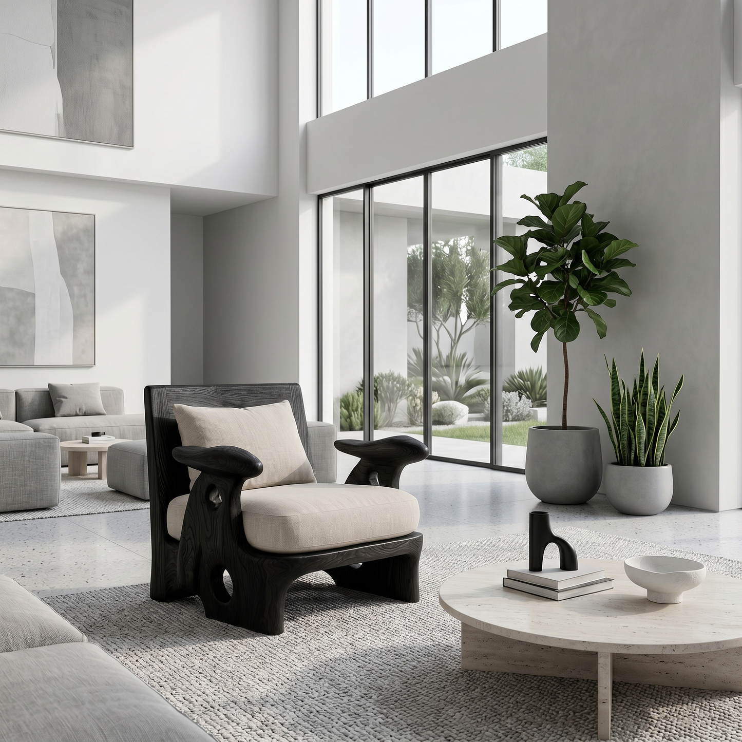 Organic Sculptural Armchair For Living Room Accent Seating And Interior Decor