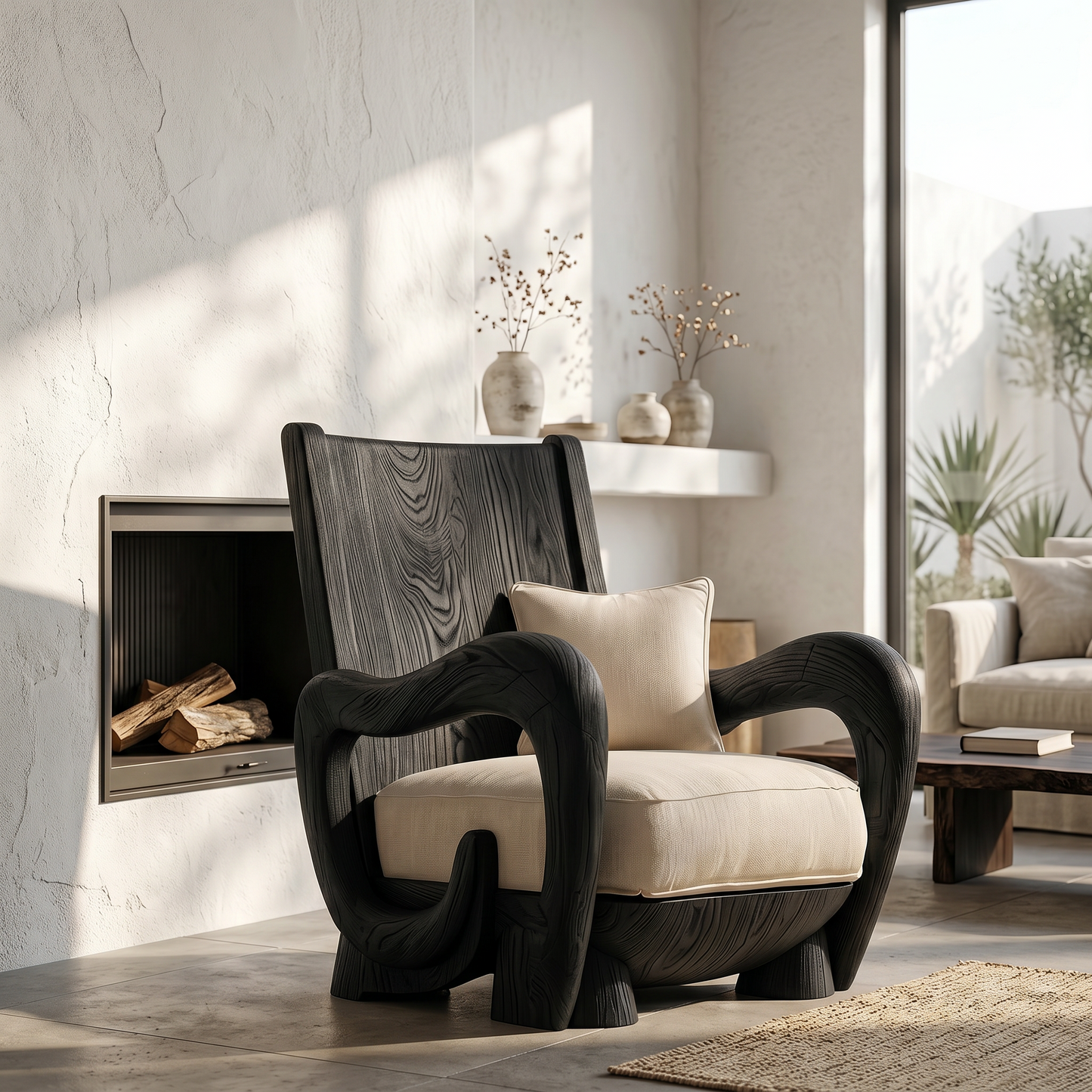 Scandinavian Wooden Armchair For Living Room Cozy Lounge Seating