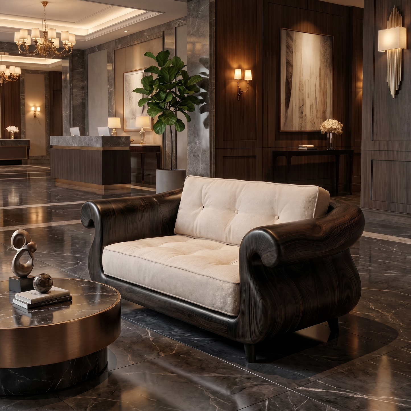 Handcrafted Armchair Nature Inspired Artistic Design For Living Room