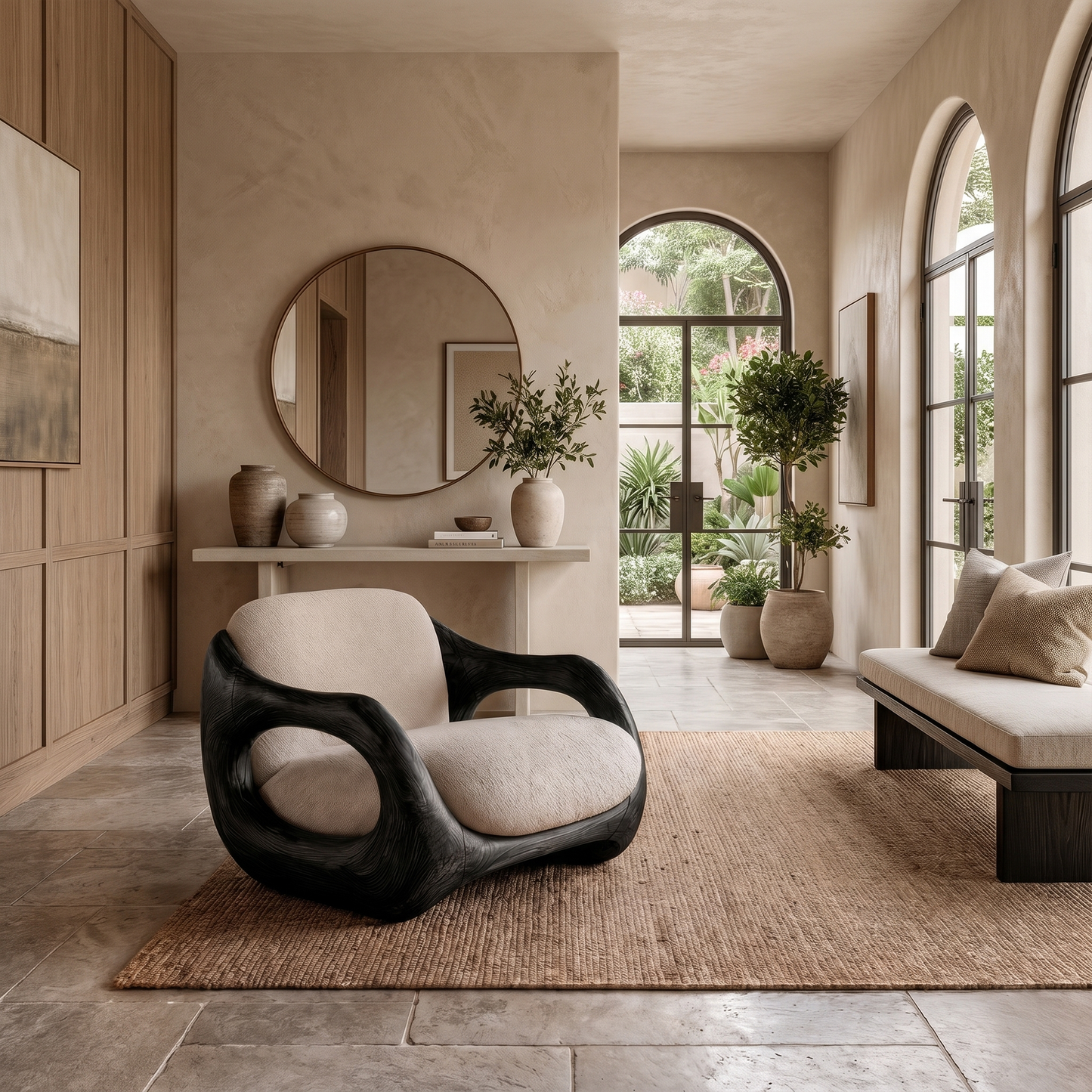 Sculptural Armchair Nature Inspired Wood Design For Living Room