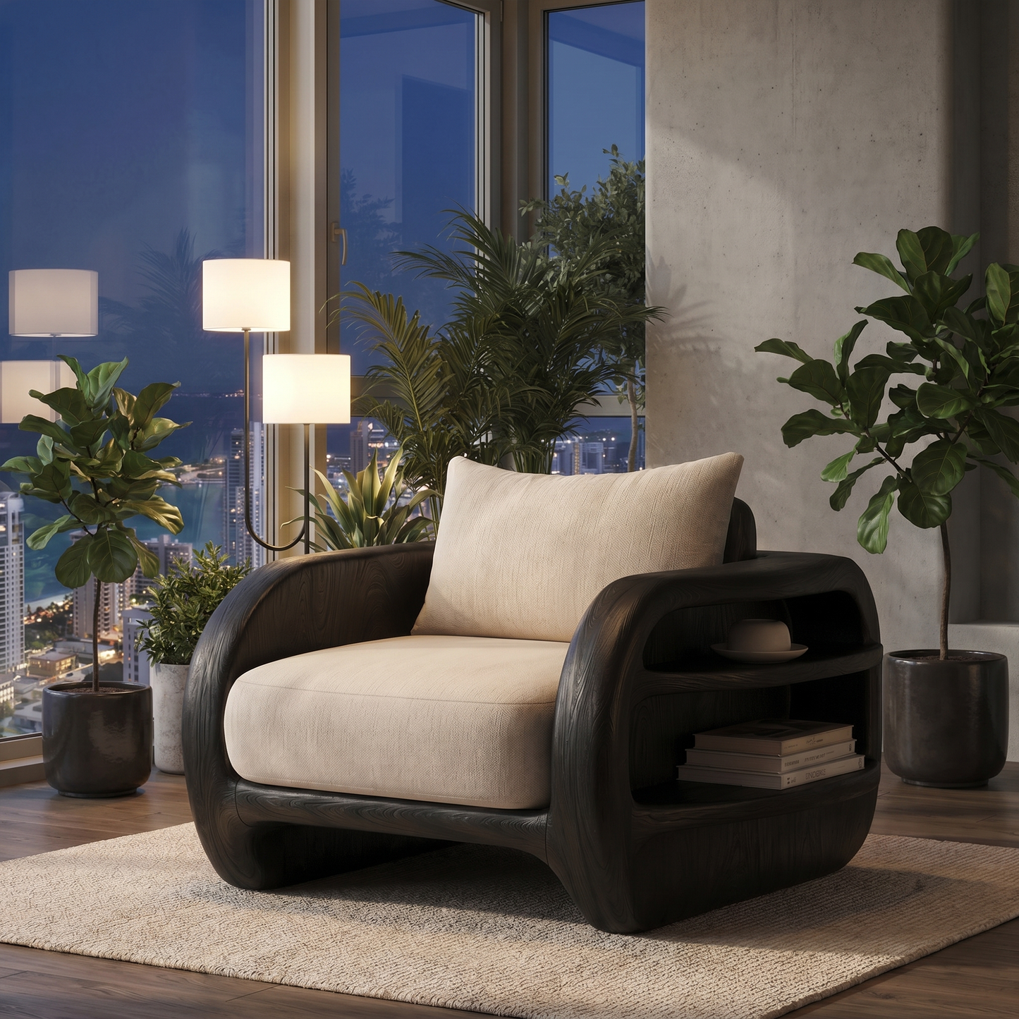 Nature Inspired Accent Chair Organic Curved Design For Living Room