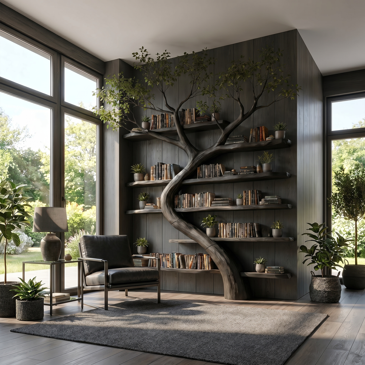 Rustic Tree Bookcase Living Room