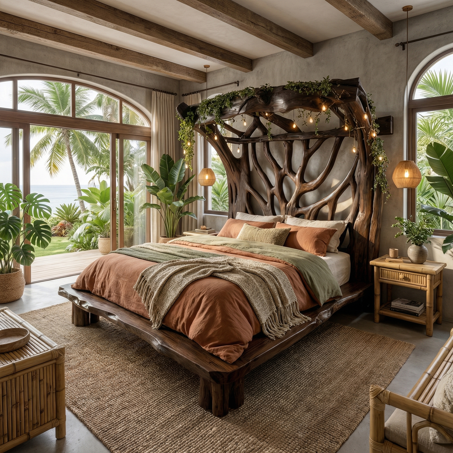 Rustic Tree Bed Modern Bedroom