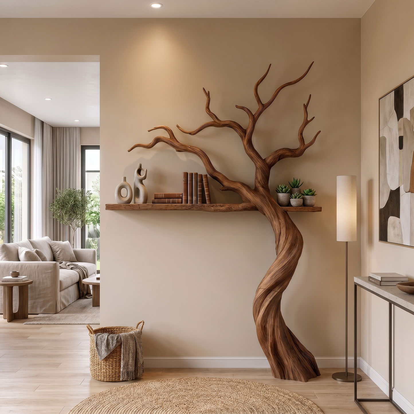 Modern Tree Bookshelf With Artistic Branch Form For Living Room