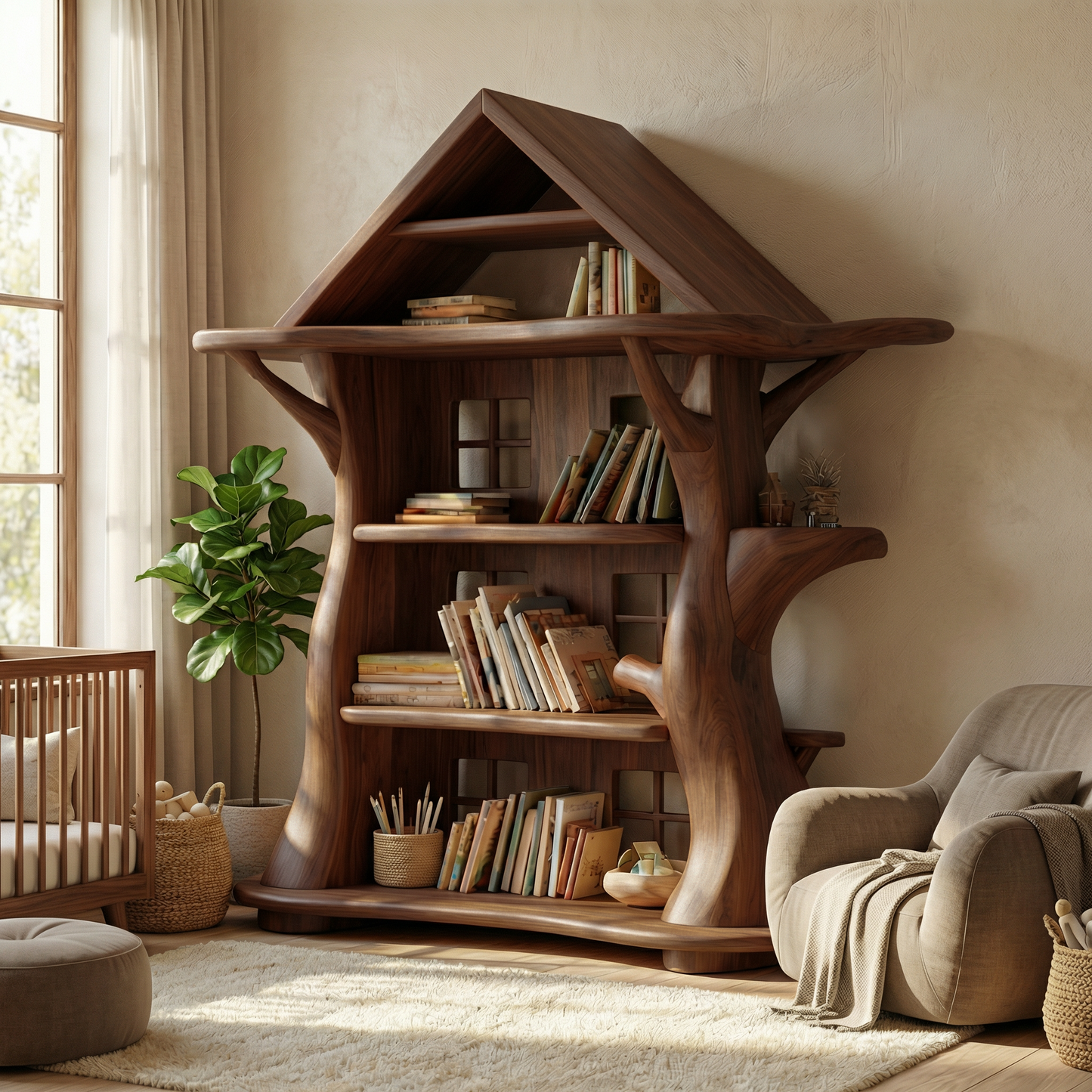Montessori Tree House Bookshelf For Kids Room And Playroom