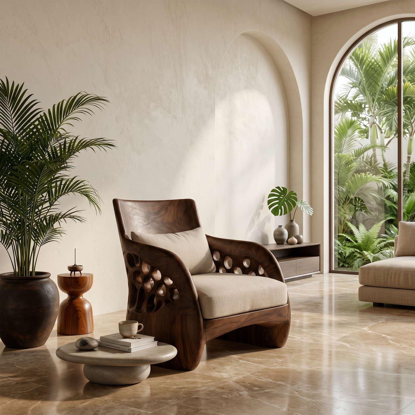 Contemporary Organic Accent Chair For Living Room