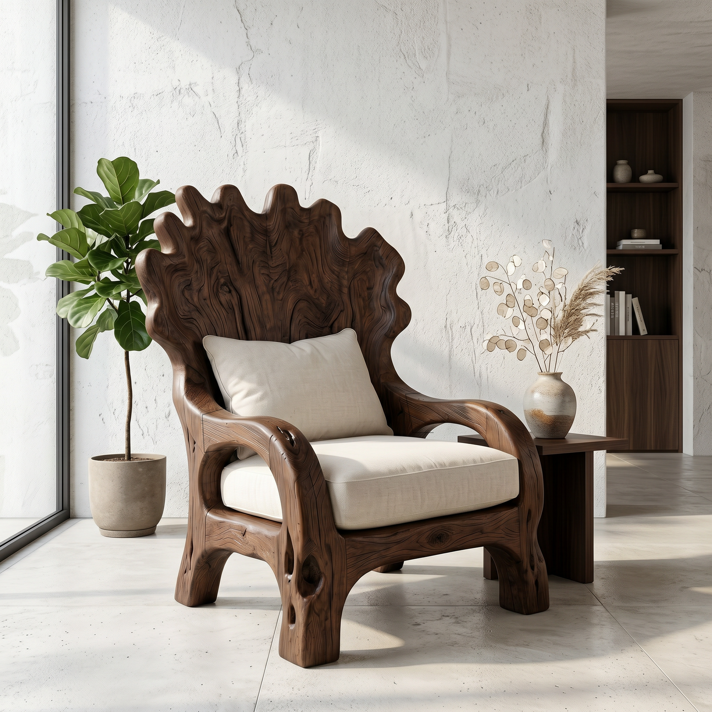Handcrafted Wooden Lounge Chair For Living Room And Reading Nook