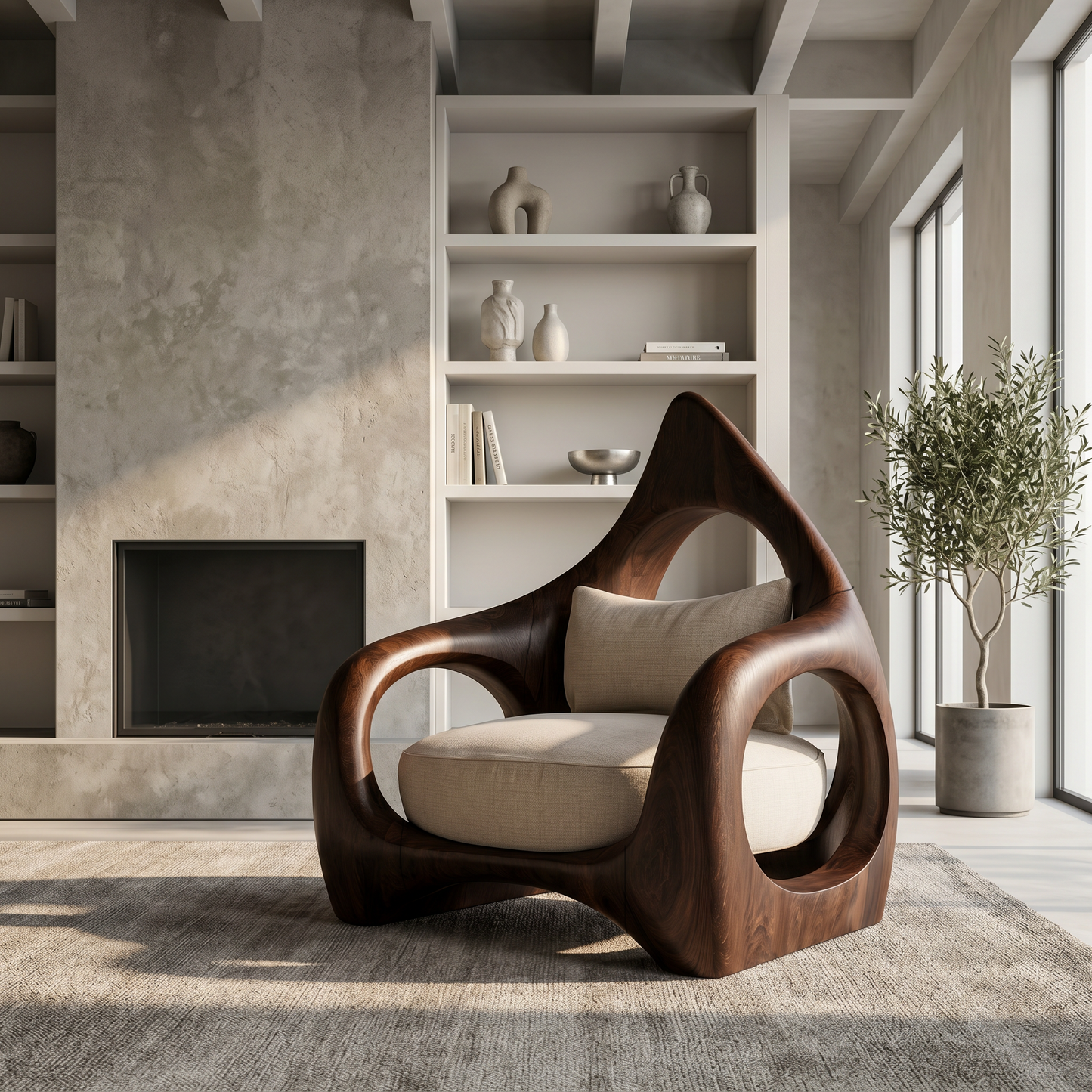 Handcrafted Leaf Back Armchair For Living Room