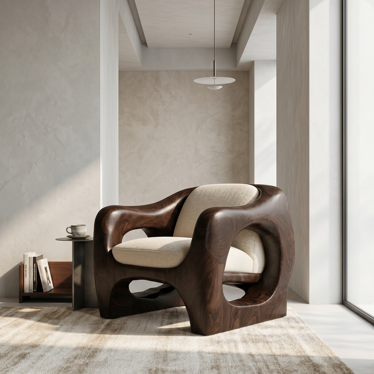 Modern Organic Wooden Armchair For Living Room