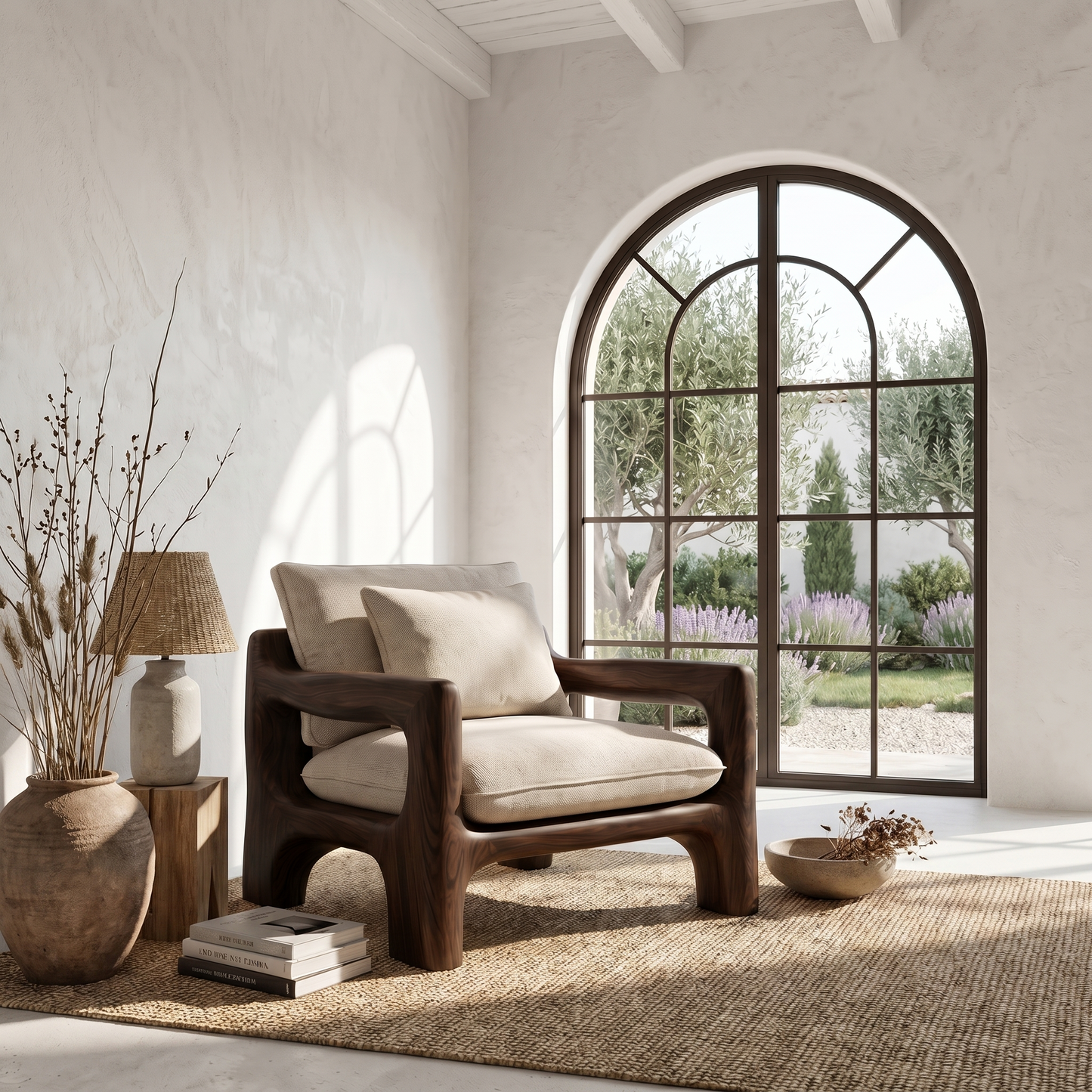 Rustic Organic Accent Chair For Living Room Statement Seating