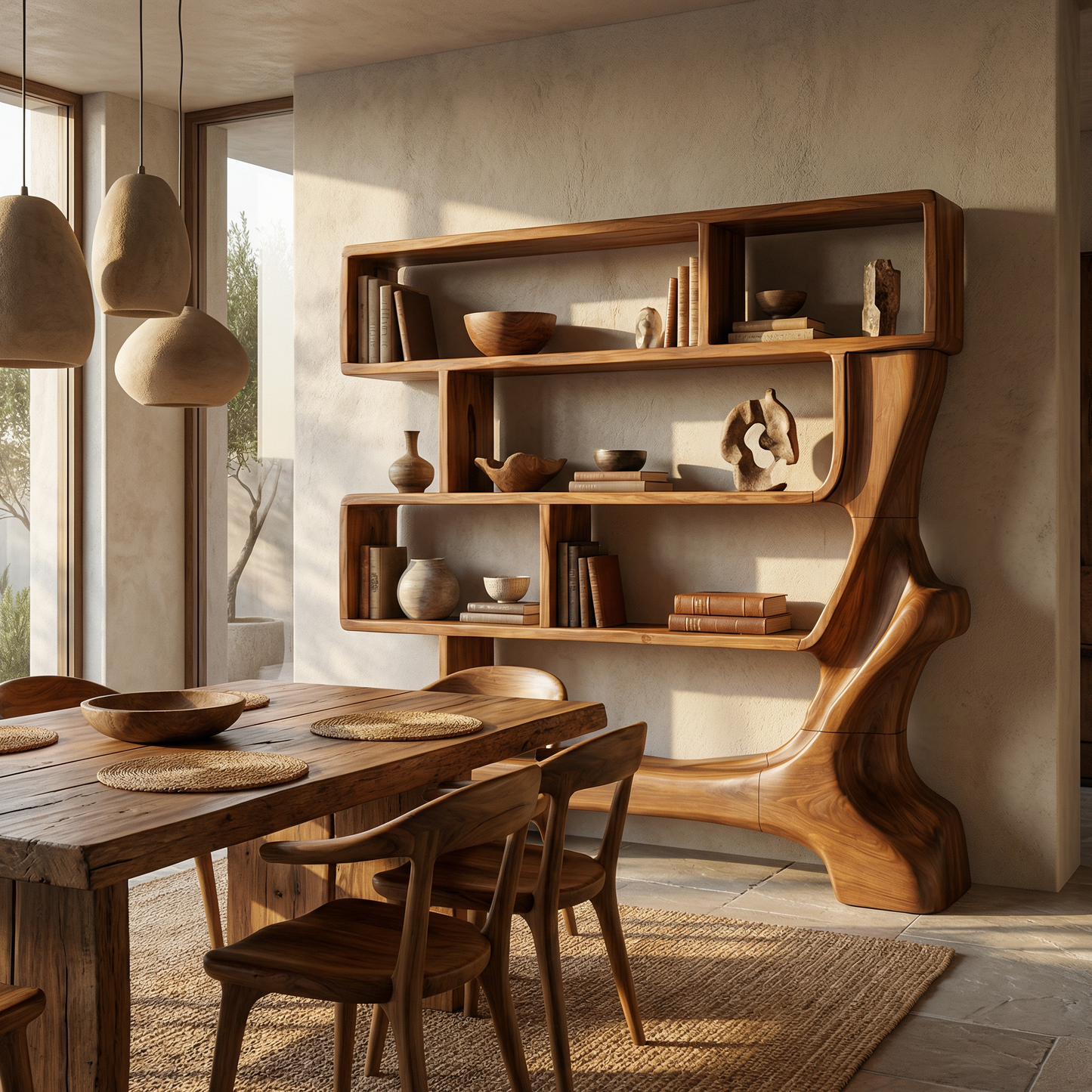 Organic Sculptural Bookshelf For Living Room And Office