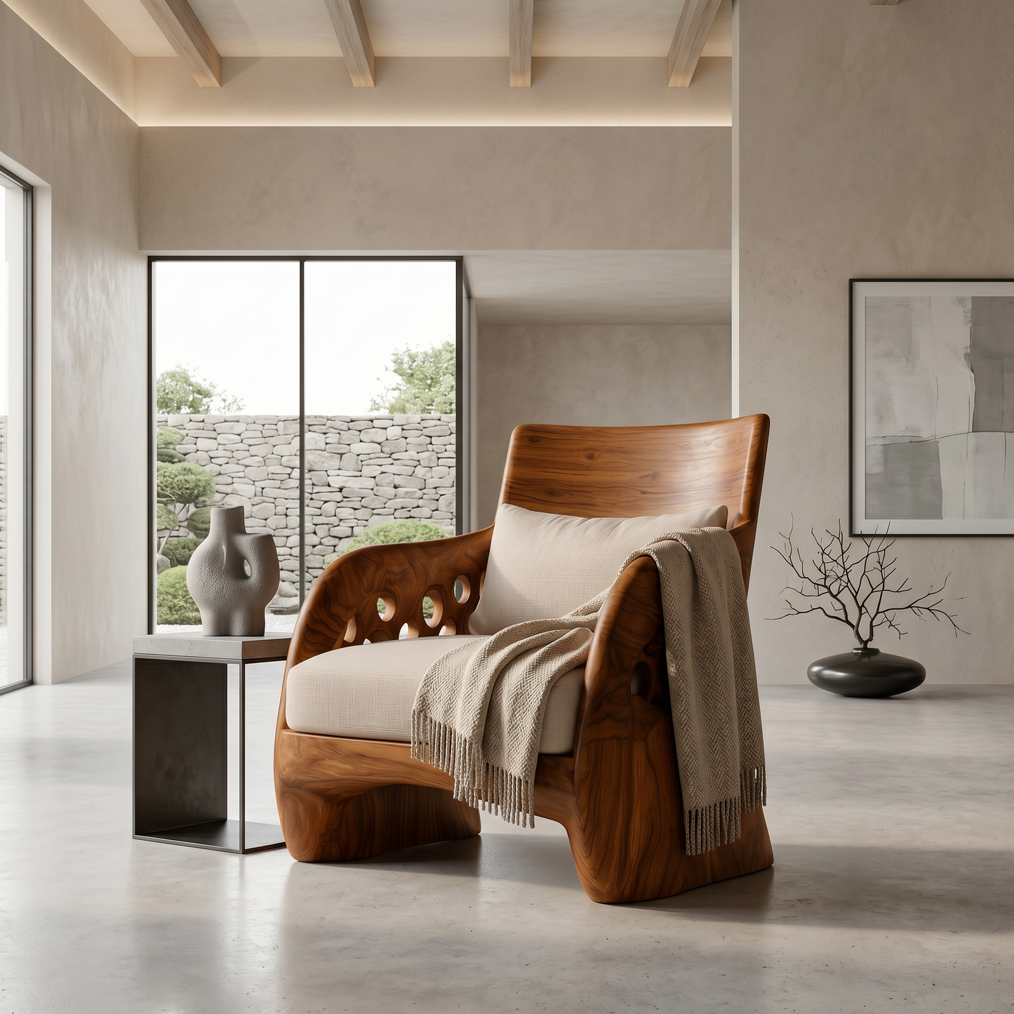 Contemporary Organic Accent Chair For Living Room