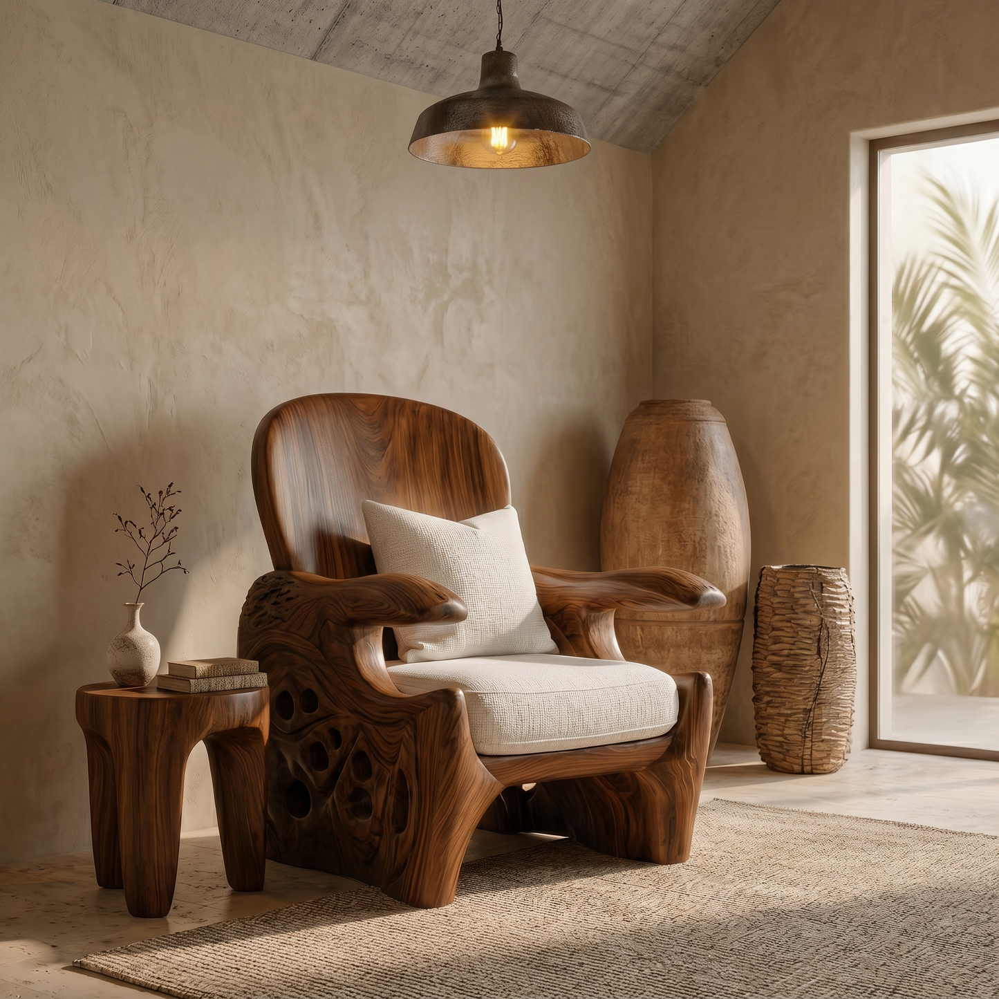 Rustic Wooden Armchair For Living Room Lounge Seating And Home Decor