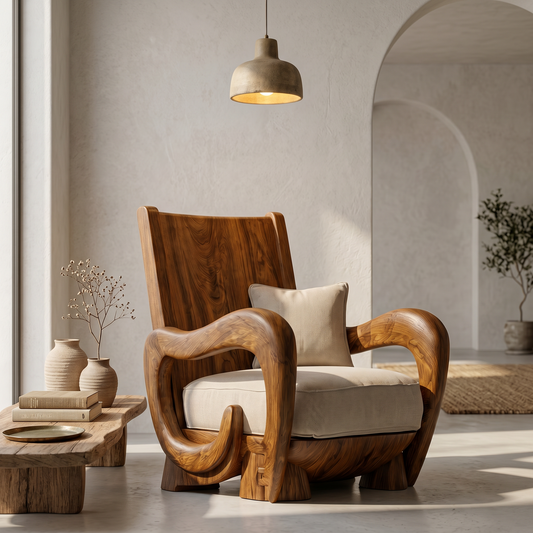 Scandinavian Wooden Armchair For Living Room Cozy Lounge Seating