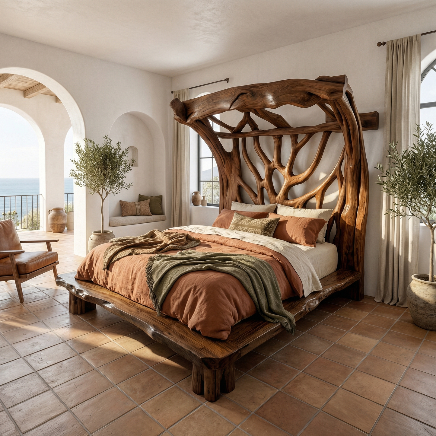 Rustic Tree Bed Modern Bedroom