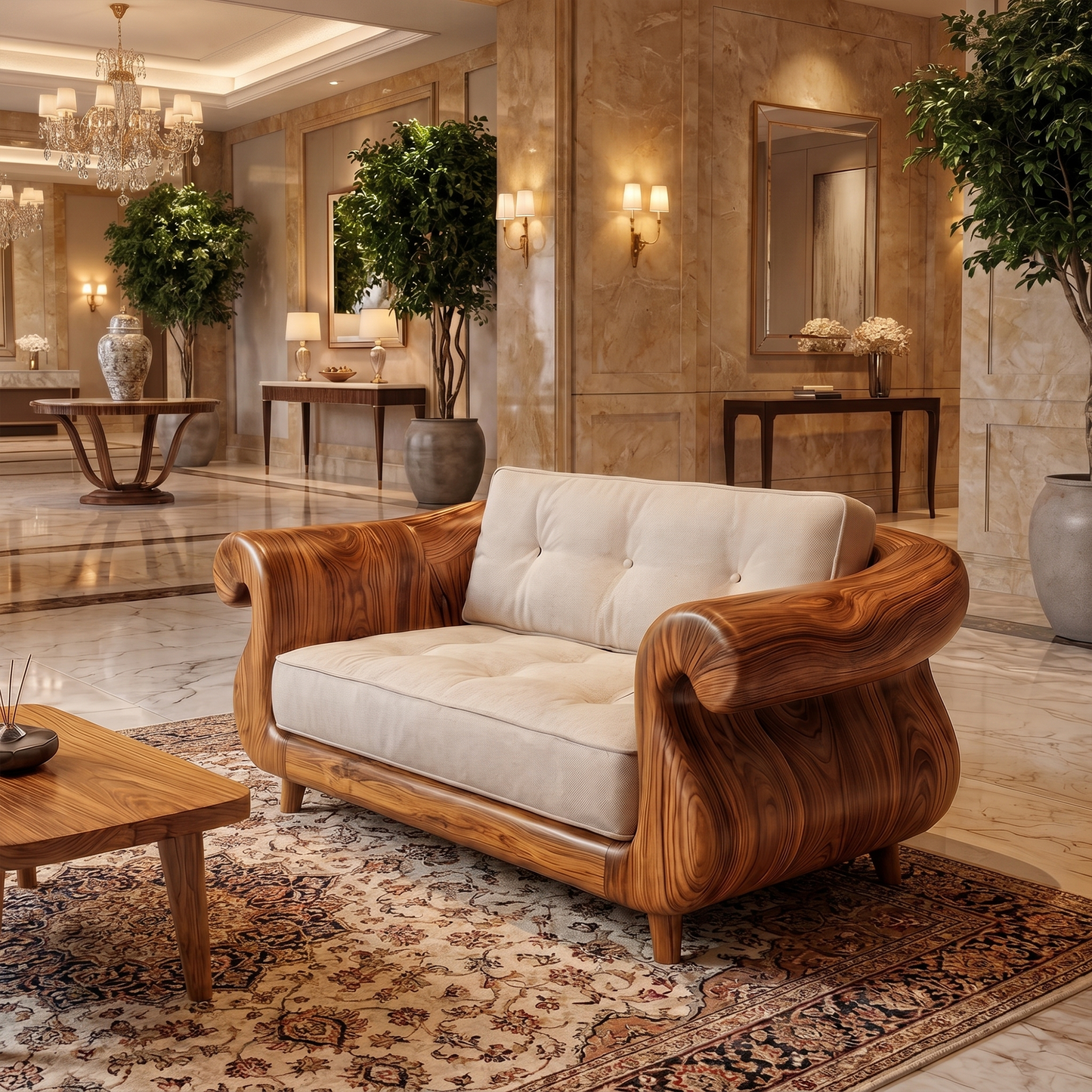 Handcrafted Armchair Nature Inspired Artistic Design For Living Room