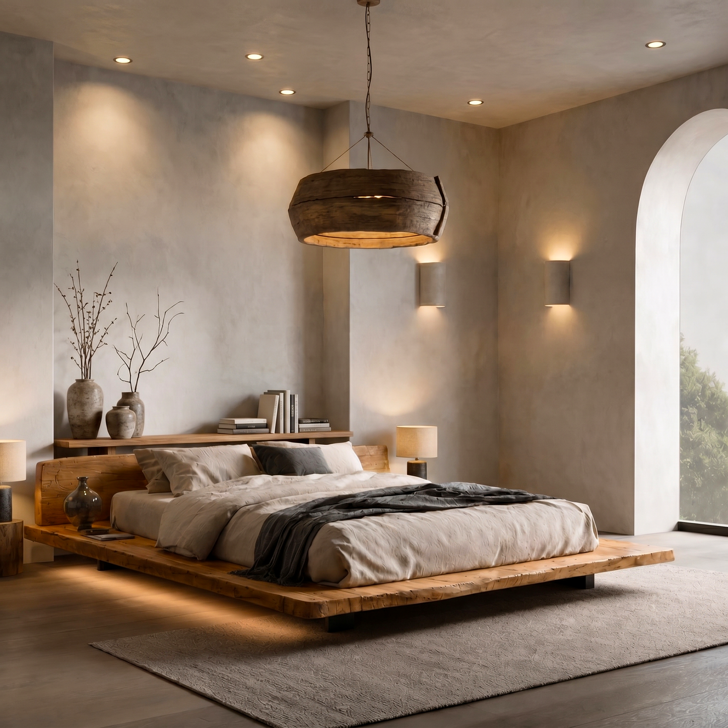 Modern Platform Bed Frame With Floating Design And Headboard For Bedroom