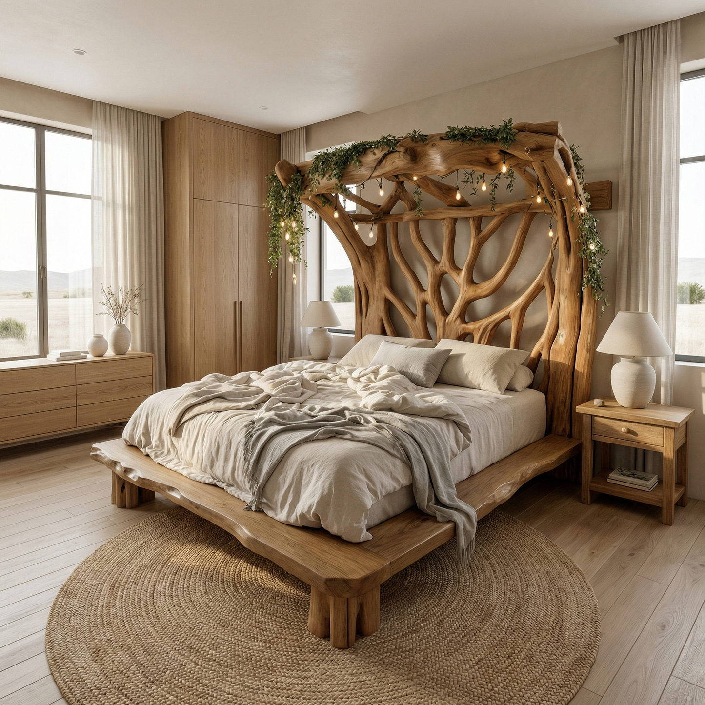Rustic Tree Bed Modern Bedroom